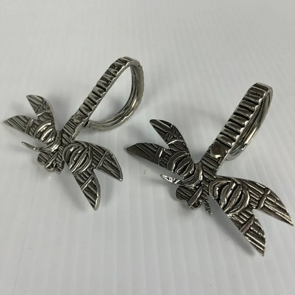 Pier 1 Imports Set Of 2 Dragonfly Napkin Rings Silver Pewter Spring